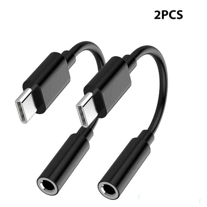 2/4PCS USB-C Type-C to 3.5mm Black Audio earphone adapters USB Type-C to 3.5mm female headphone jack adapter 3