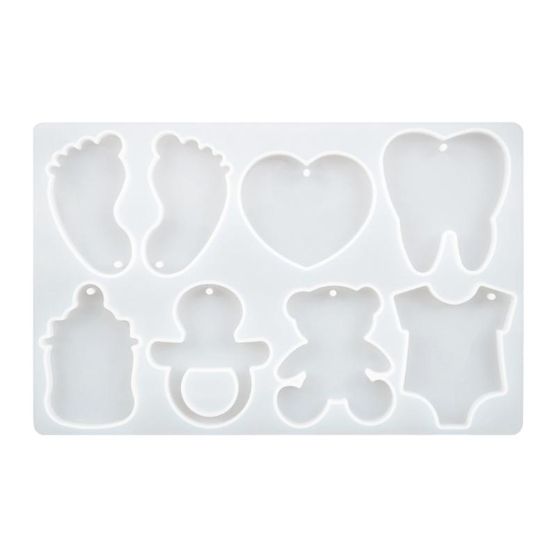 Cute Silicone Resin Keychain Mold Set Jewelry Pendant Casting Mold DIY Epoxy Keychain Mold with Keychain Rings Tassel