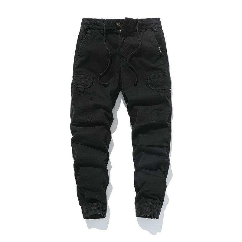 Tooling multi-bag wear-resistant solid color washed trousers four seasons men's simple and versatile leggings retro casual trousers