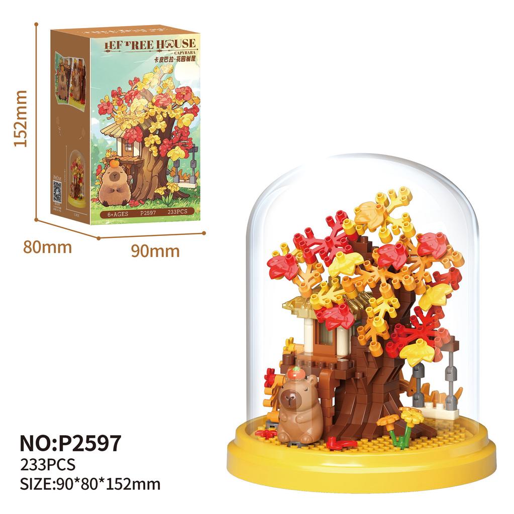Adults Micro Tree House Assembly Bricks Constructor Set Flowers Sakura Particle Building Block Toy for Children Diy Set for Kids