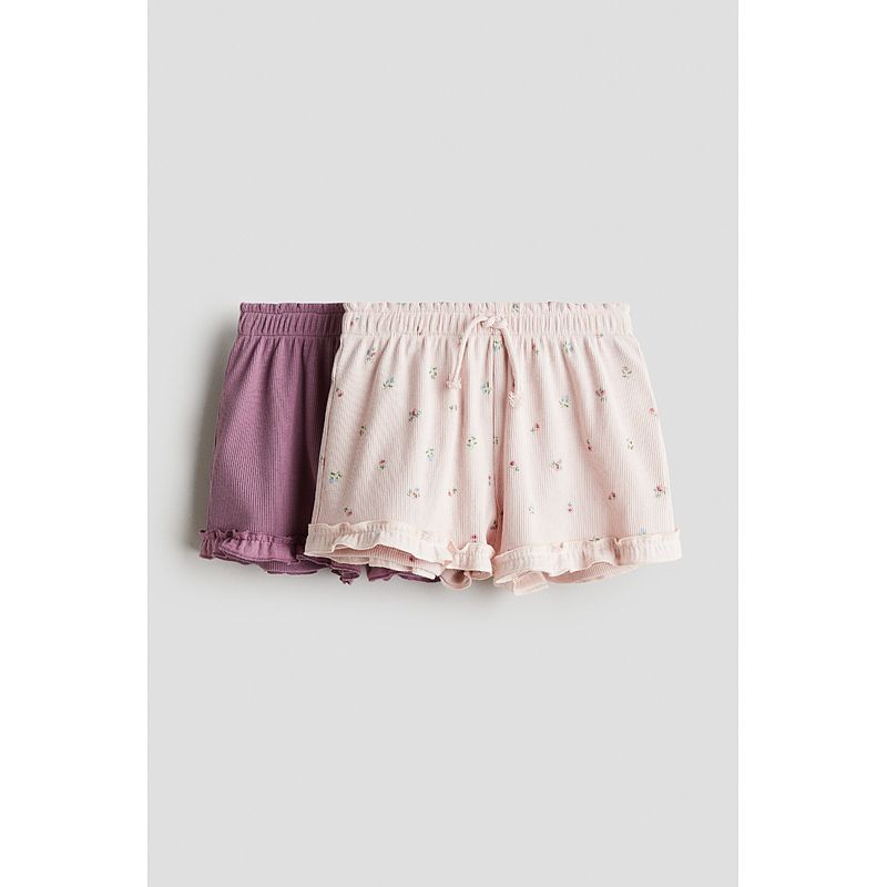 

HM Children s Clothing Girl Trousers 2 Pieces 2025 Summer New Arrival Rib Jersey Shorts 1297234