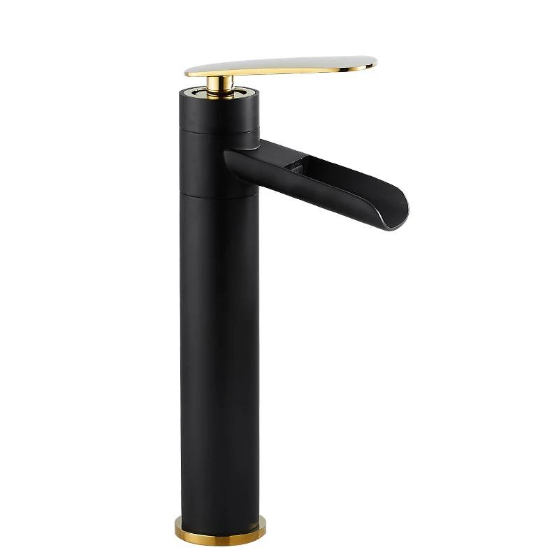 Antique Basin Faucets Waterfall Faucet Bathroom Black Sink Taps Single Lever Hot and Cold Water Mixer Taps Black White