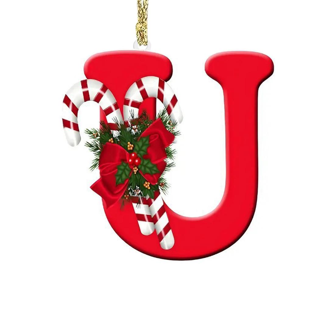 1pc Christmas Pendant Acrylic 26 Letter Pendant Hanging Christmas Tree Ornament Accessories Xmas New Year Decor Ornaments