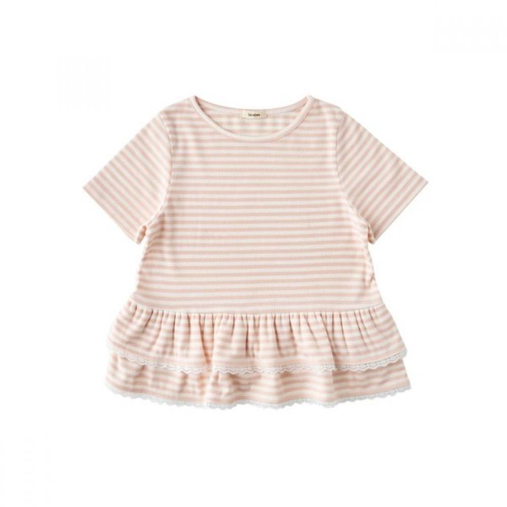 

LiTTle Ground Футболка в полоску с рюшами 76312 332 04 PINK/100