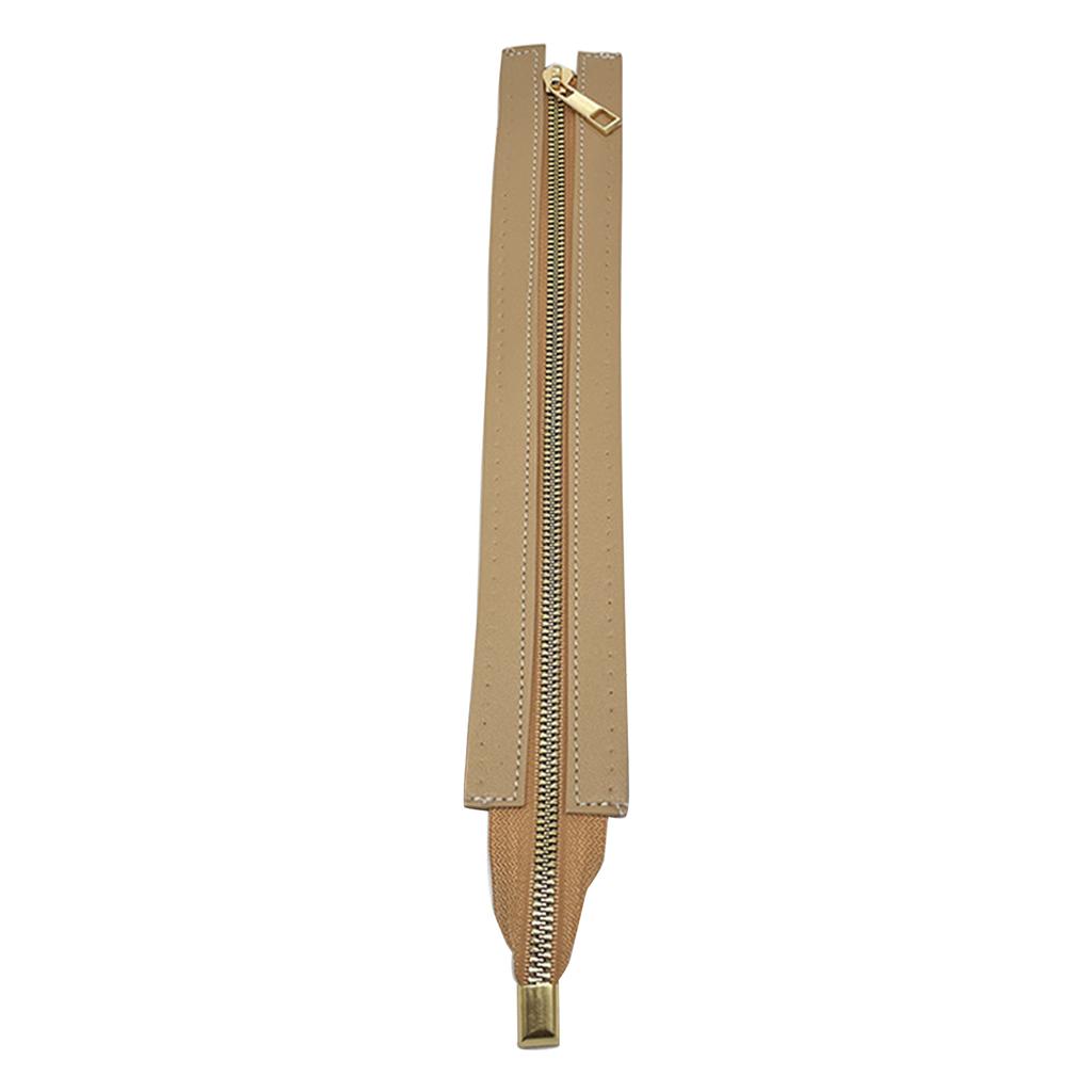 30cm PU Leather Zipper with Holes Metal Zipper DIY Zipper Replacement Hardware Zipper Accessories for Sewing Handbag