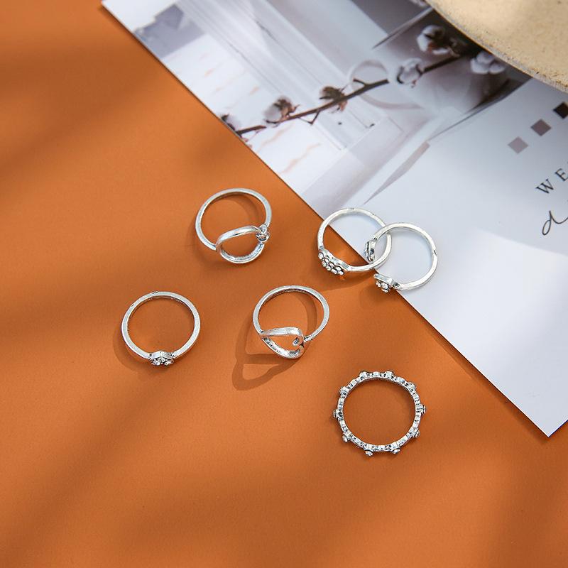Accessories Fashion Personality Women'S Love Lips Geometric Retro Water Droplet Diamond Ring Set