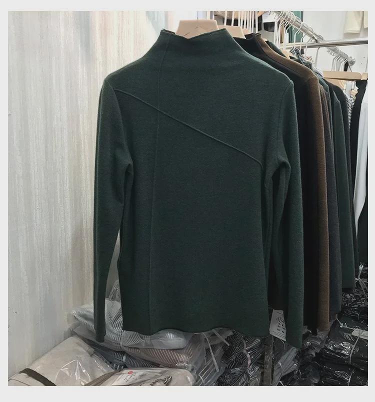 2024 Western-Style Slim Velvet Long-Sleeve Top: Women's Autumn/Winter Half-High Collar Shirt