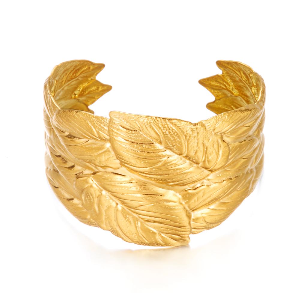 Exaggerated Stainless Steel Metal Shell Flower Cuff Bangle Bracelet for Women Vintage Gold Color Bangles Beach Party Jewelry New