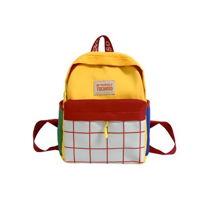 Sweet Book Bag Contrast Color Plaid Backpack Korean Style Nylon Children School Bag Large Capacity Cute Shoulder Bag Kids Pack