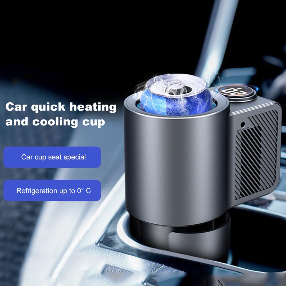 2 In 1 Electric Beverage Warmer Cooler with Temperature Digital Display Vehicle Cold Warm Mug 12V for Family Outdoor Road Trip