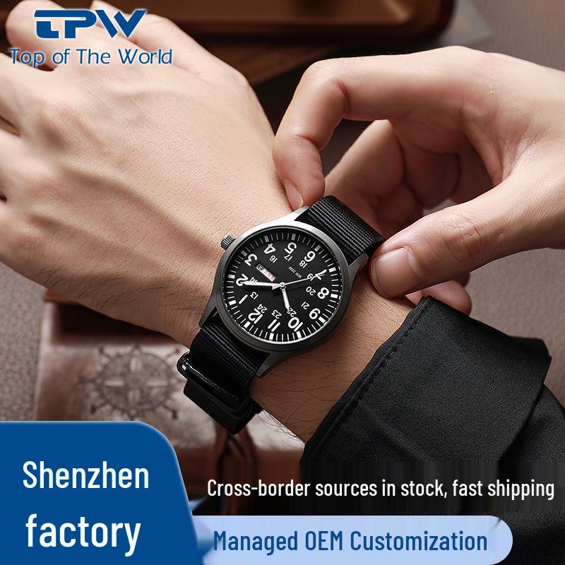 TPW 2024 Men's Luminous Nylon Quartz Watch with Date and Week Display