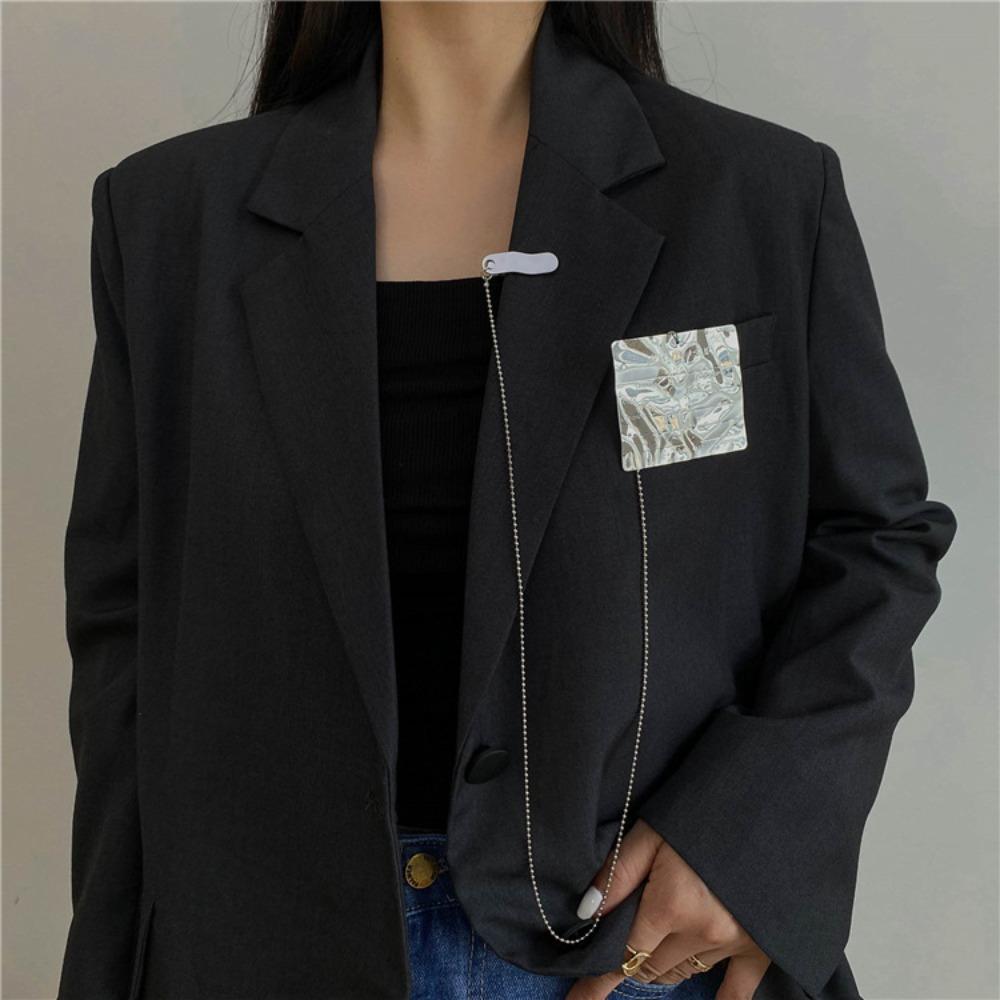 Metal Chain Brooch Heart Lovers Suit Fashion Tassel Brooch  Men