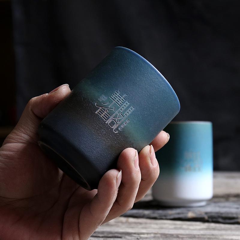 Japanese-style Rough Pottery Large Water Cup Master Cup Water Cup Tea Cup Restaurant Kiln Becomes Simple Gradient