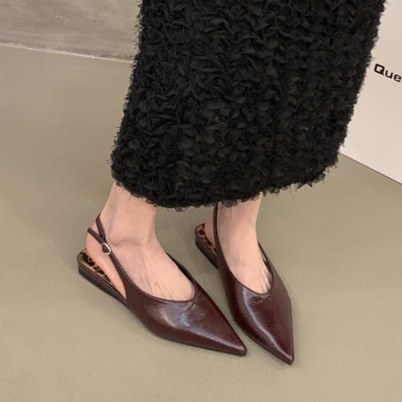 Fashion Bailamos Brand Women Sandals Pointed Toe Elegant Flat-heel Shoes Summer Fashion Slingback Woman Mules Shoes Pumps Dress Shoes Mu