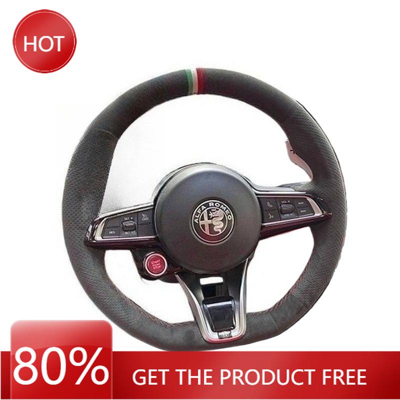 For Alfa Romeo ReQHub Caps For Alfa Romeo Giulia Stelvio 2020-2022 Hand-stitched High-quality Non-slip Suede Car Steering Wheel Cover