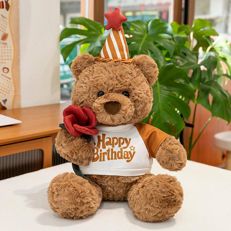 Cute Teddy Bear Hugging Flower Soccer Reading Cartoon Plush Toy For Kids Gift