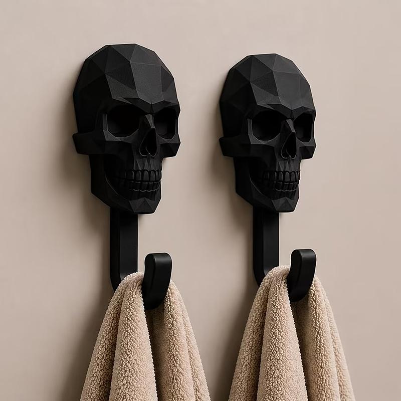 3Pcs Multi-Purpose Hanger Geometric Skull Robe Towel Hook Set Creative Gothic Wall Mount Hooks For Bathroom Bedroom Entryway