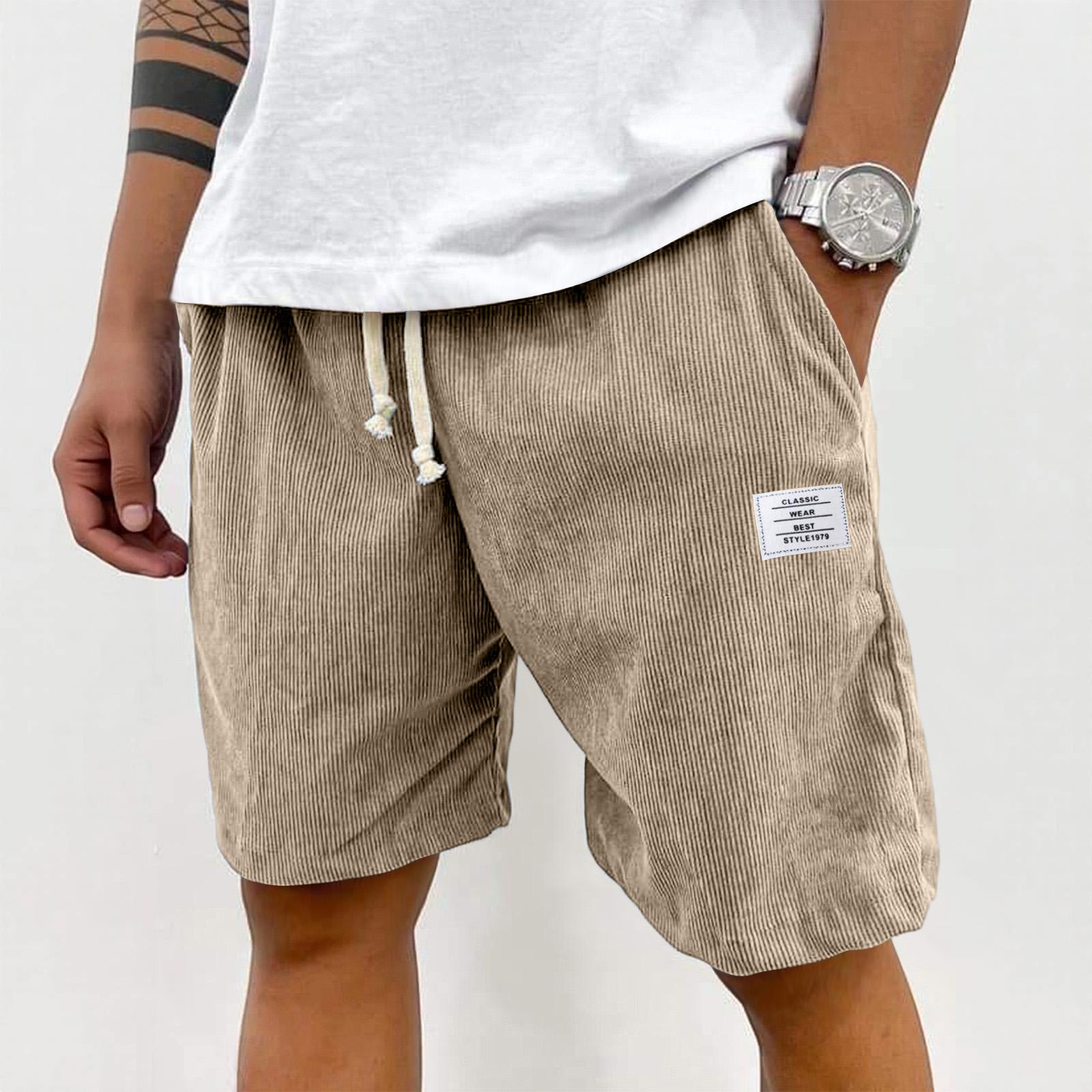 

Men s Label Five-inch Pants Casual Pants Men s Drawstring Shorts S бежевый