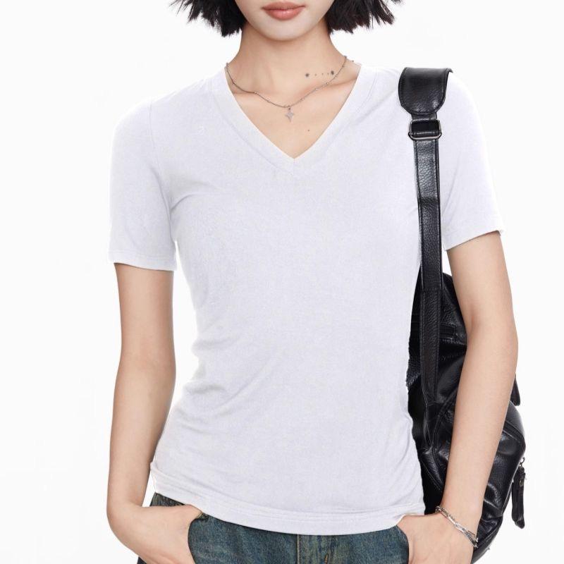 

Women s Black V-Neck Slim-Fit Short-Sleeve Shoulder Top 2025 L