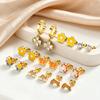 Vnox 3pairs/Set Sweet Dripping Oil Enamel Flower Mushroom Butterfly Charms Stud Earrings for Girls, Cute Enamel Earrings Jewelry