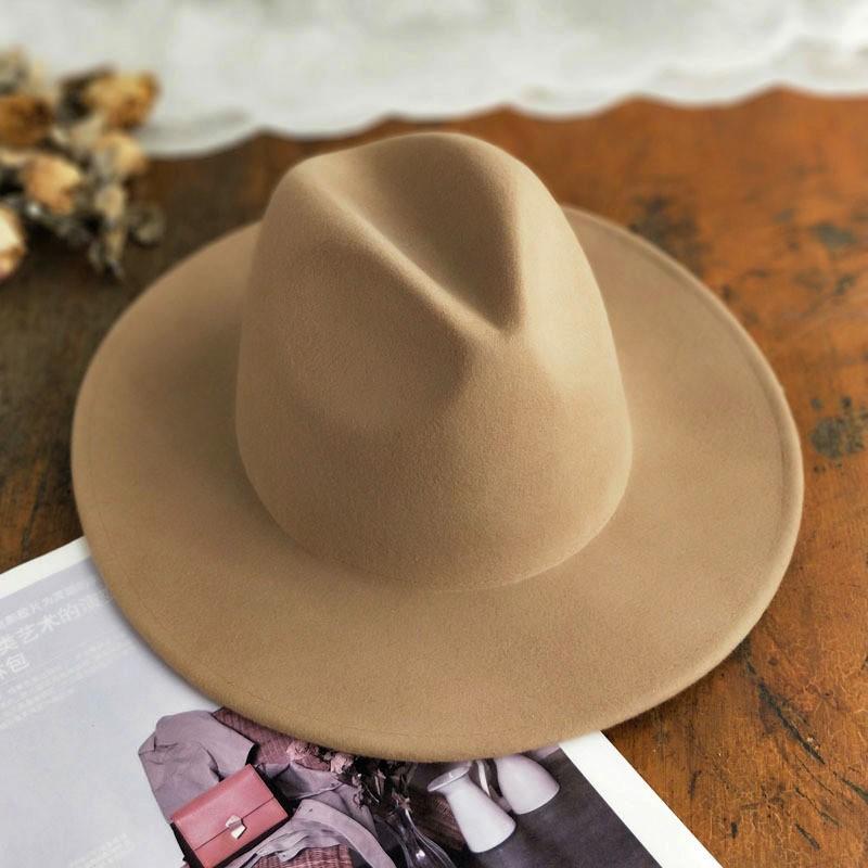 Womens Wool Felt Fedora Hat Wide