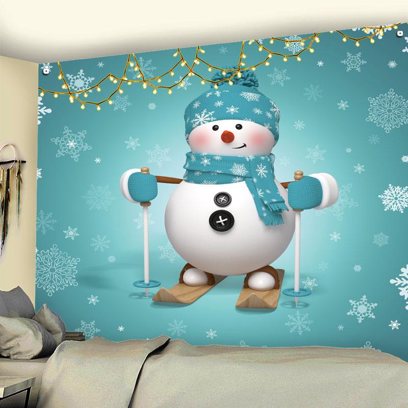 Winter Christmas Snowman Print Pattern Tapestry Home Decor Christmas Tapestry Living Room Wall Decor Backdrop Tapisserie De Noël
