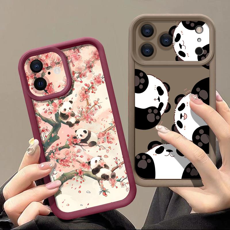 Cute Panda Pattern TPU Phone Case For iPhone 17 Pro 17e 15 16 Pro Max 14 13 Pro Max 16e Shockproof Soft Silicone Back Cover