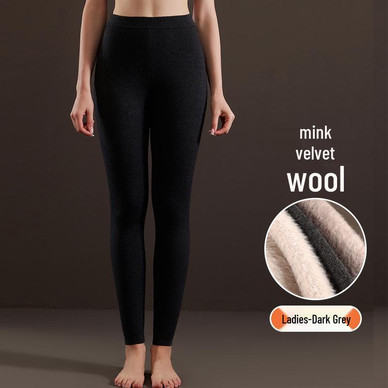 Men's Wool Fleece-Lined Warm Pants & Women's Faux Mink Cashmere Leggings: Winter High-Waisted Knitwear.