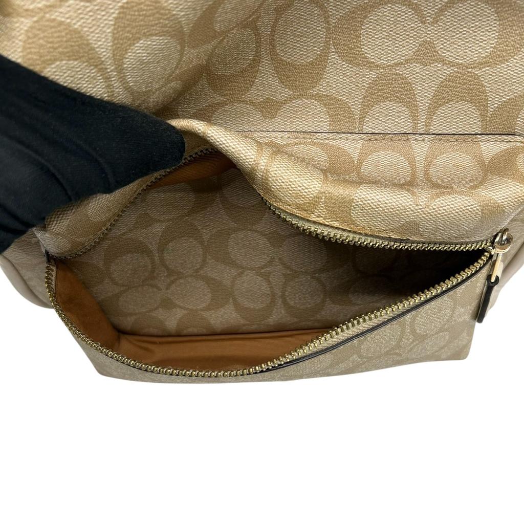 Used COACH Backpack Â· Daypack Signature Medium CharlieBackpack Â· Daypack Beige/white PVC/leather Women