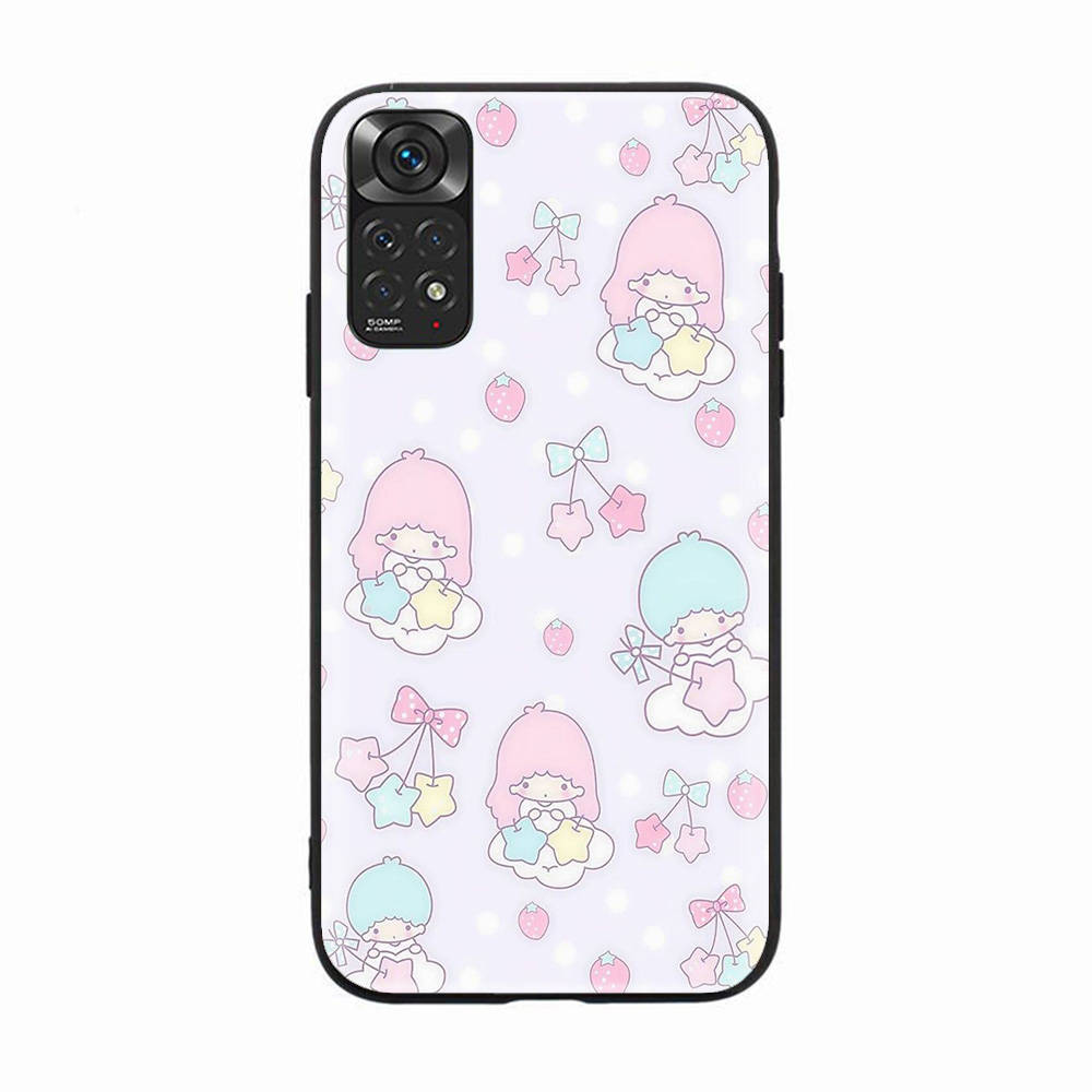 

Чехол H-33 Little Twin Stars Black Sofe для iPhone 16 15 Plus 14 13 Mini 12 11 Pro 8 6 6S SE 5 XR XS Max Realme C30 C33 C32 9I VIVO V29 V27 V23 Y36 iPhone 8 ирис
