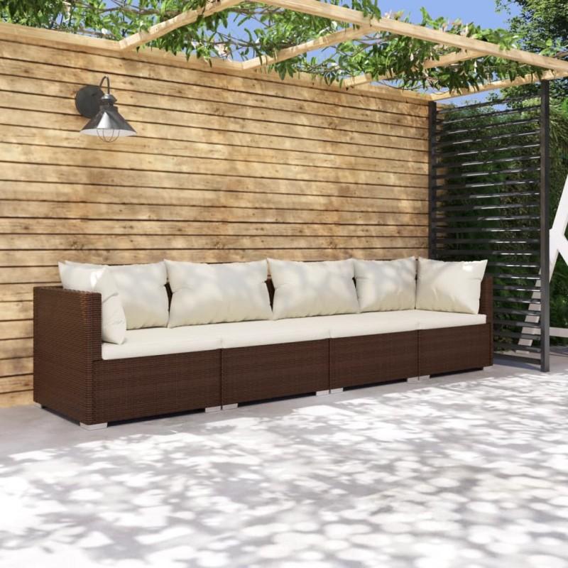 Day and Night - Day and Night 4-piece Garden Furniture Set and Brown Synthetic Rattan Cushions