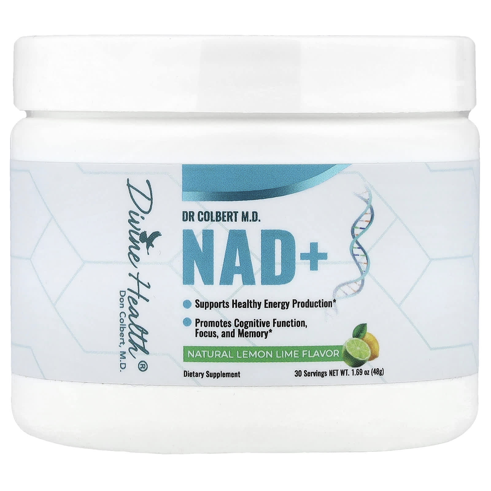 

Divine Health, Dr. Colbert MD, NAD+, Lemon Lime, 1.69 oz (48 g)