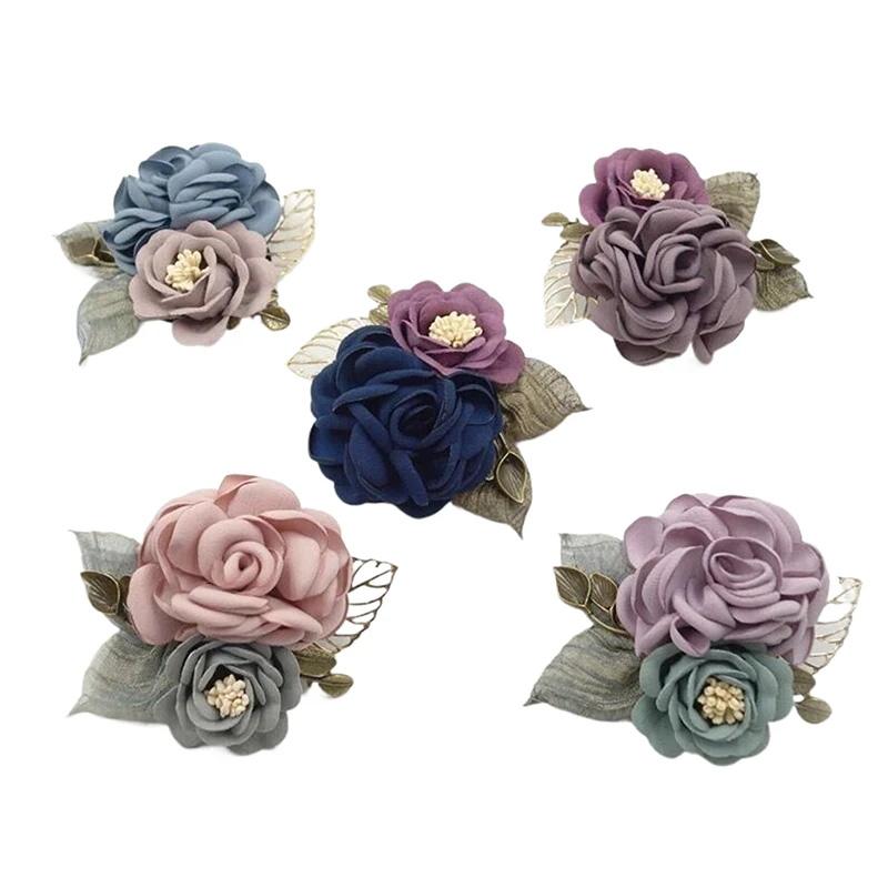 1Pc Botanical Pins Casual Mother's Day Gift Fashionable Party Accessories Women Rose Flower Brooches Fabric