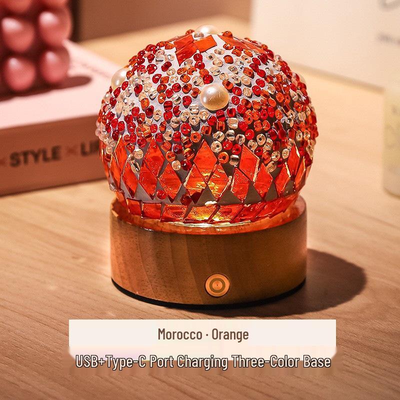 Bohemian LED Night Light - USB Rechargeable Moroccan Glass Lamp