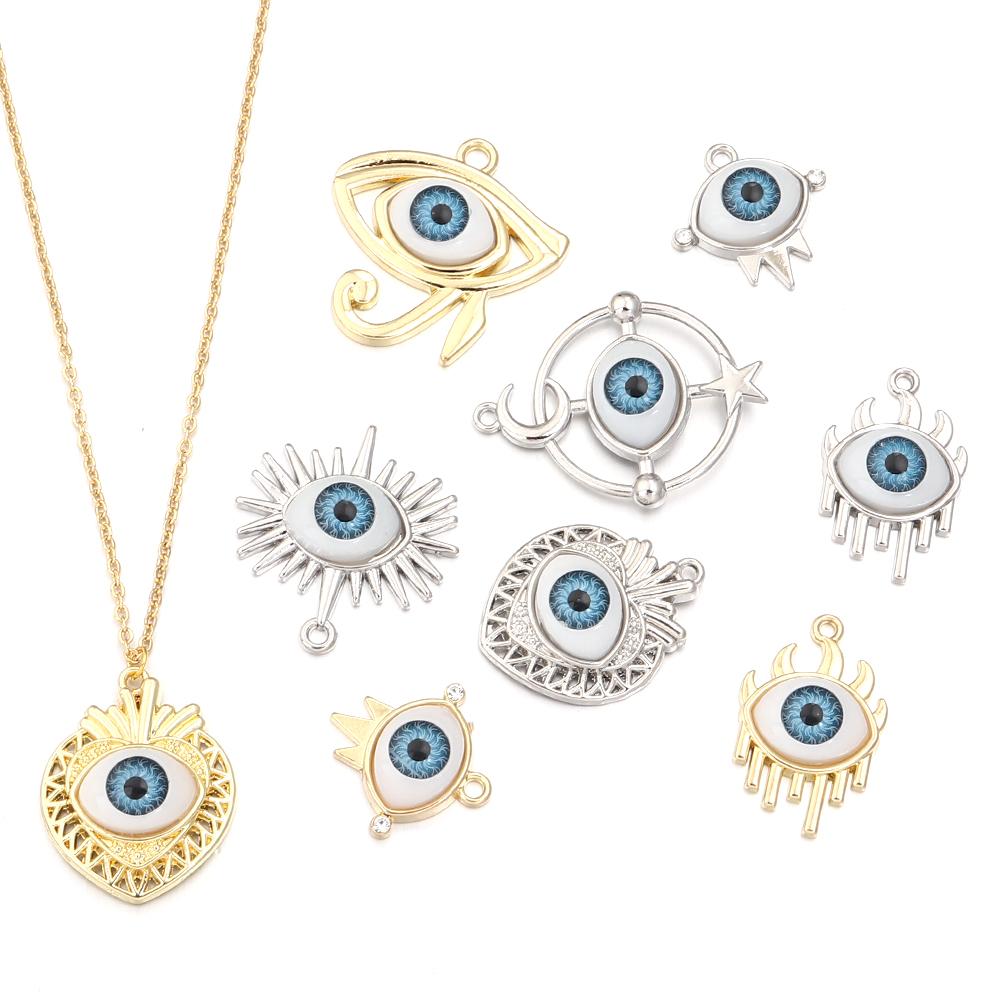 5 Stück/Los Legierung Böser Blick Anhänger Herz Stern Mond Auge Anhänger Für Schmuckherstellung DIY Halskettenanhänger Ohrringe Zubehör