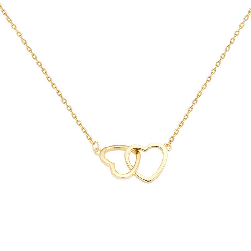 925 Silver Interlocking Hearts Pendant Necklace - Women's Minimalist Clavicle Chain, Ideal Influencer & Best Friend Birthday Gift