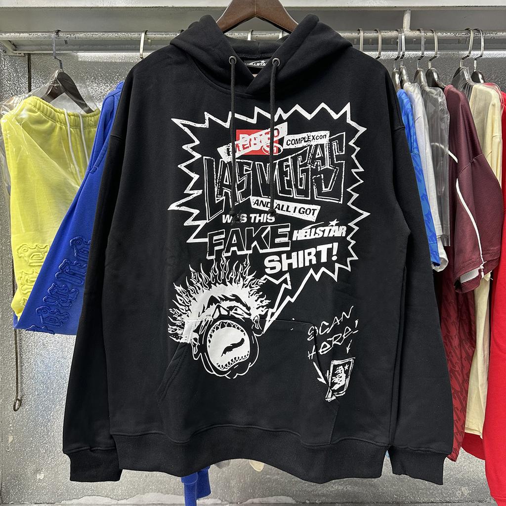 [Autumn and Winter Series] Fog High Street Washing Water Old Heavy Industry Head Printing Casual Sweater Couple Hoodie