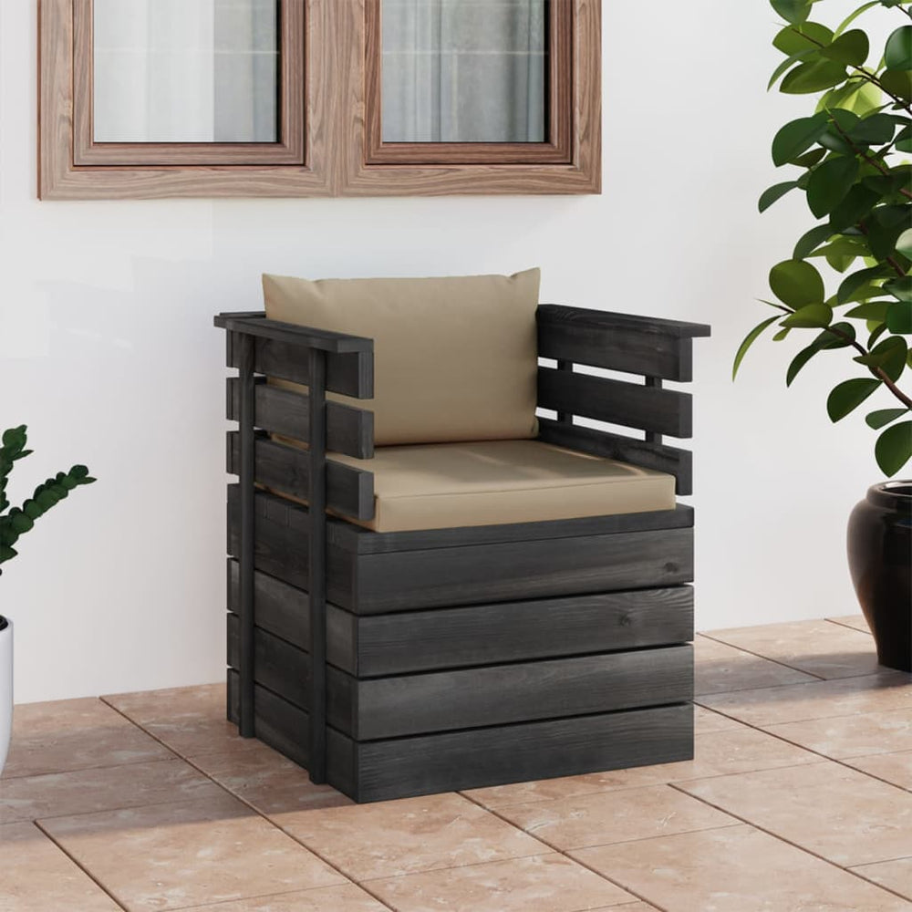 Garden Armchair with Cushions Pine Wood