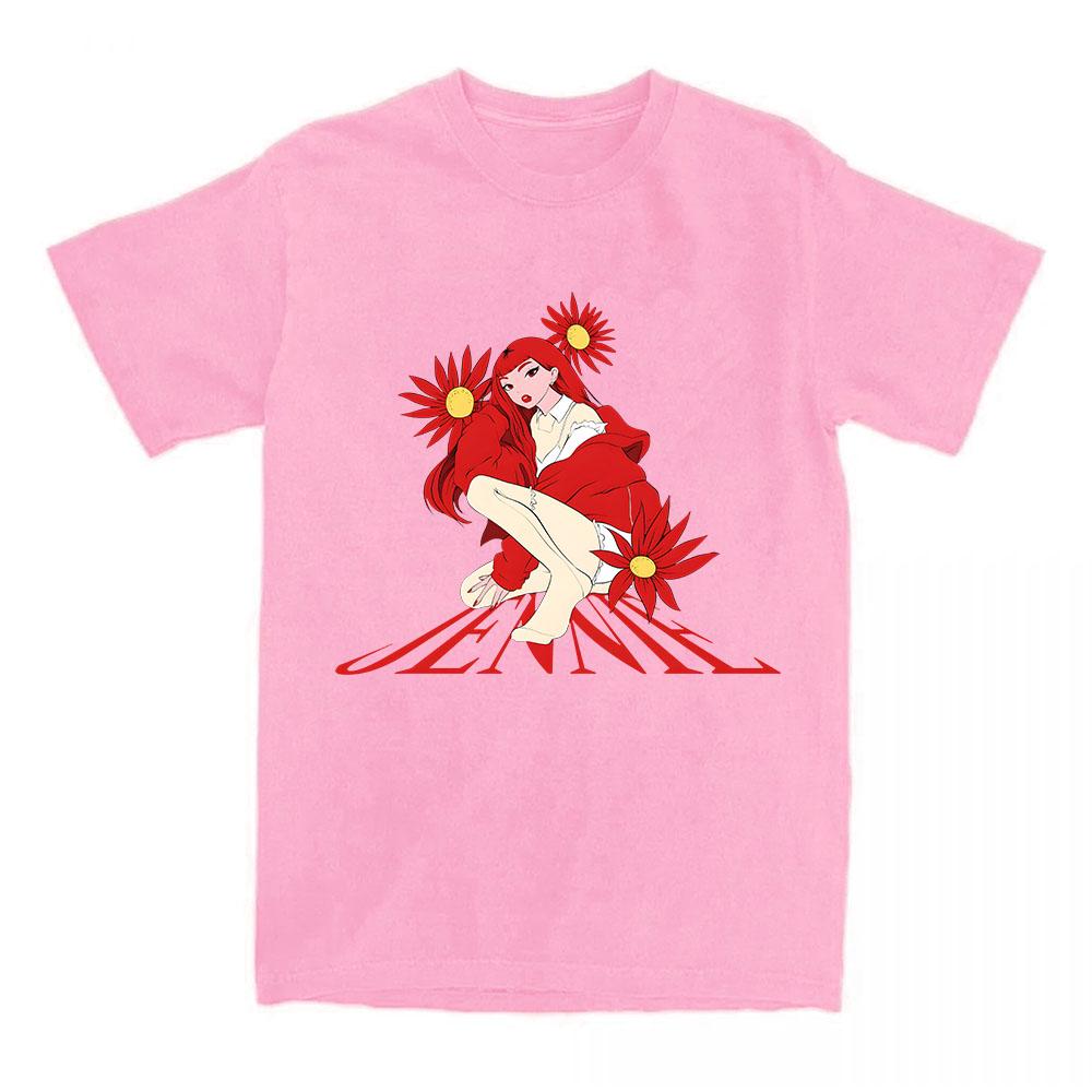 Jennie Back To School Anime Tee Short Sleeve Cotton T-shirt Casual Fashion Graphic Printing Tshirts O-neck Women Men Top