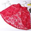 Chinese Mandarin Collar Floral Lace Cape Shrug Pearl Trim Short Bolero Wrap For Wedding Cheongsam Evening Prom Dress