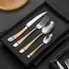 Cross 304 Stainless Steel Star Diamond Tableware Set: Steak Knife, Fork, Spoon, and Teaspoon for Home and Hotel Use
