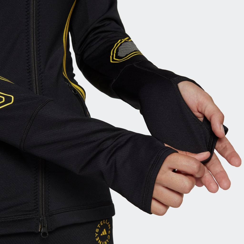 Adidas Stella McCartney TP LS C.R. Jachetă cu glugă cu detaliu în dungi și imprimeu logo Jachetă Femei Negru HI6055