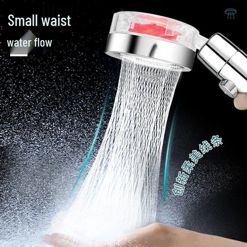 Compact Twin-Turbine Booster Shower Head with Dual Propellers