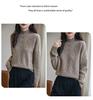 Damen Jacquard Wollpullover mit hohem Kragen, Gold- und Silberfaden - Verdickt, Lockere Passform für Herbst und Winter