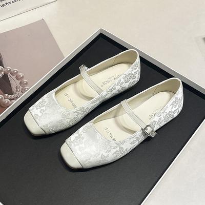 Dámské boty na plochém podpatku Módní Jarní Designové Dámské Elegantní Čtvercová špička Jednobarevné Lolita Baletní Párty Mary Jane Boty
