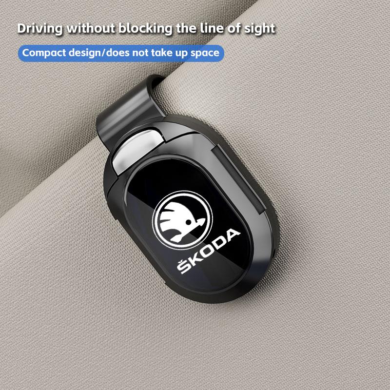 WUM1 Car Sunglasses Clip Sun Visor Glasses Holder Card Holder For Skoda octavia 3 2 superb 3 kodiaq Fabia Kamiq Karoq Car Accessories