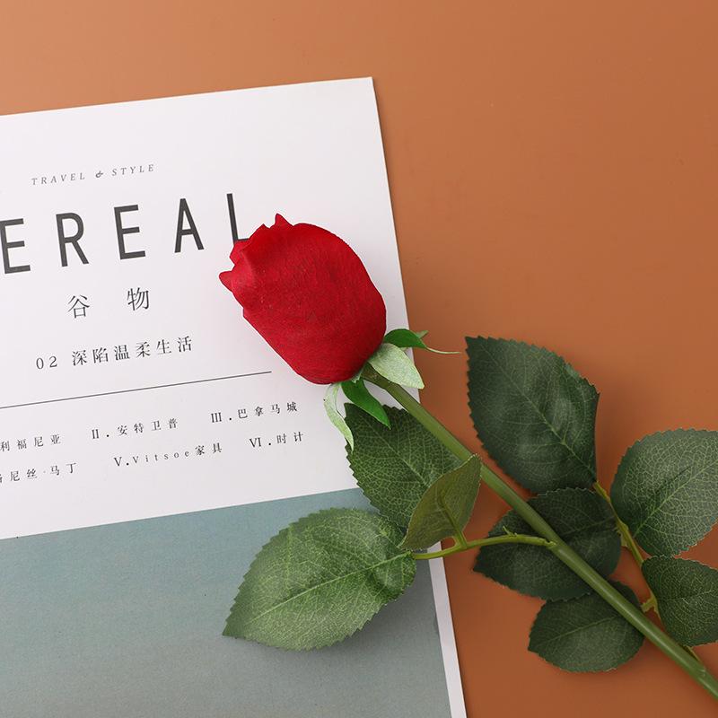 Simulation Rose Single Realistic Feel Moisturizing Rose Ins Wind Home Decoration Wedding Bouquet Rose Bud