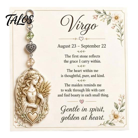 Zodiac Sign Pendant 12 Keychain with Keepsake Card, Star Pendant, Backpack Handbag Purse Charm, Inspirational Gift for Men Women