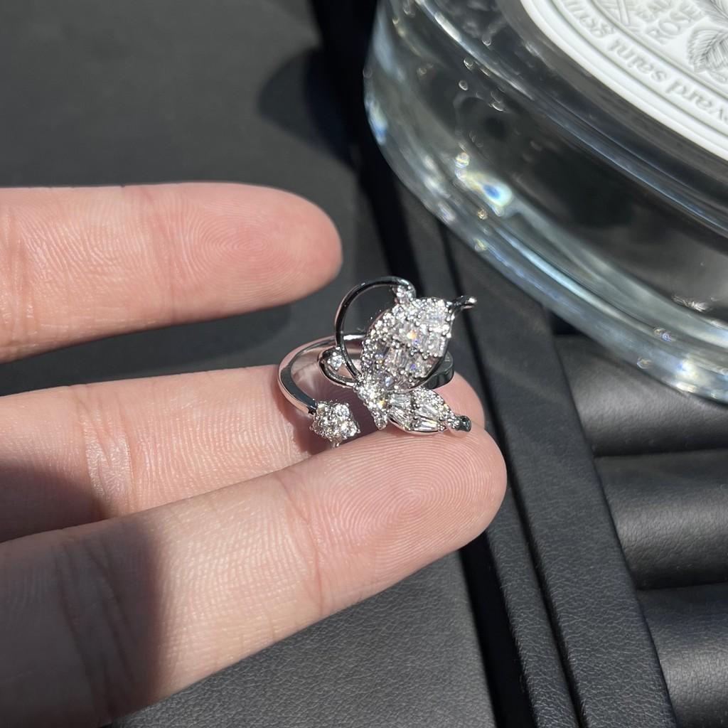 Design Hollow Korean Butterfly Hexagram Zircon Ring Fashionable And Classy Womens Finger Accessory