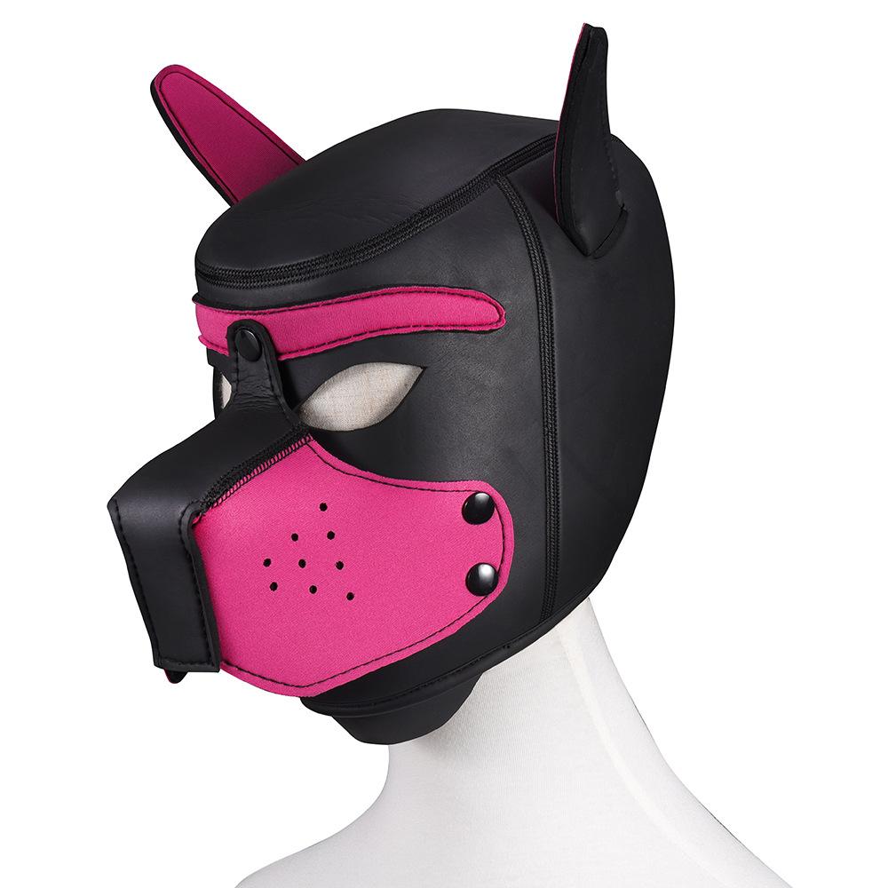 1pc Puppy Hood, Neoprene Silicone Leather Full Head Role Play BDSM Fetish Bondage Hood For Male Sex Games, Sex Toys